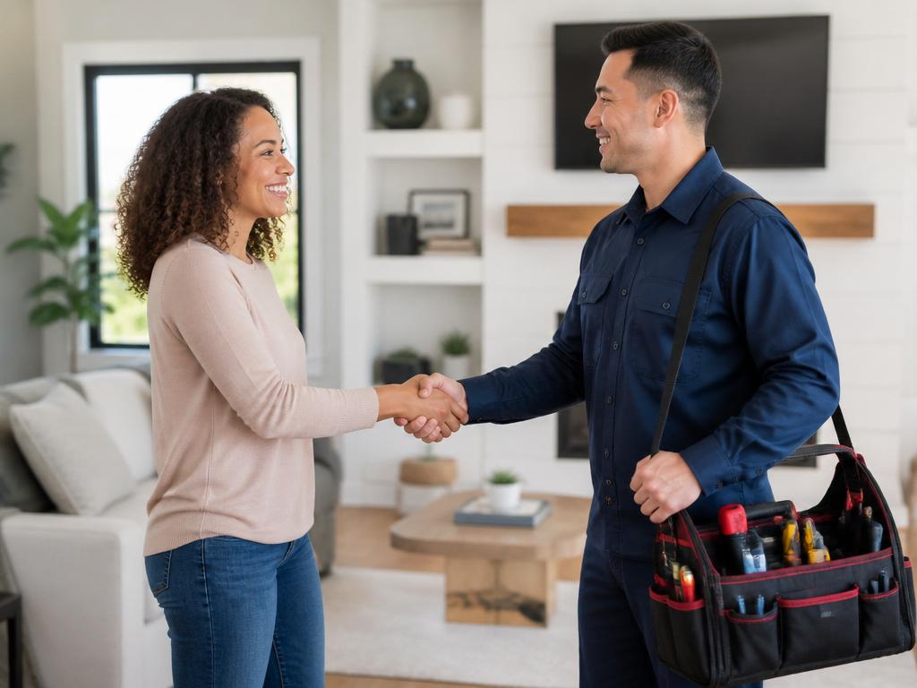 Happy customer greeting their handyperson